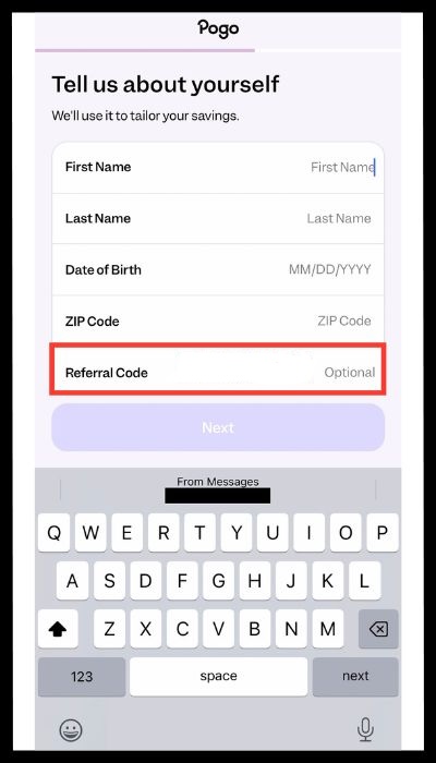 Enter Referral Code