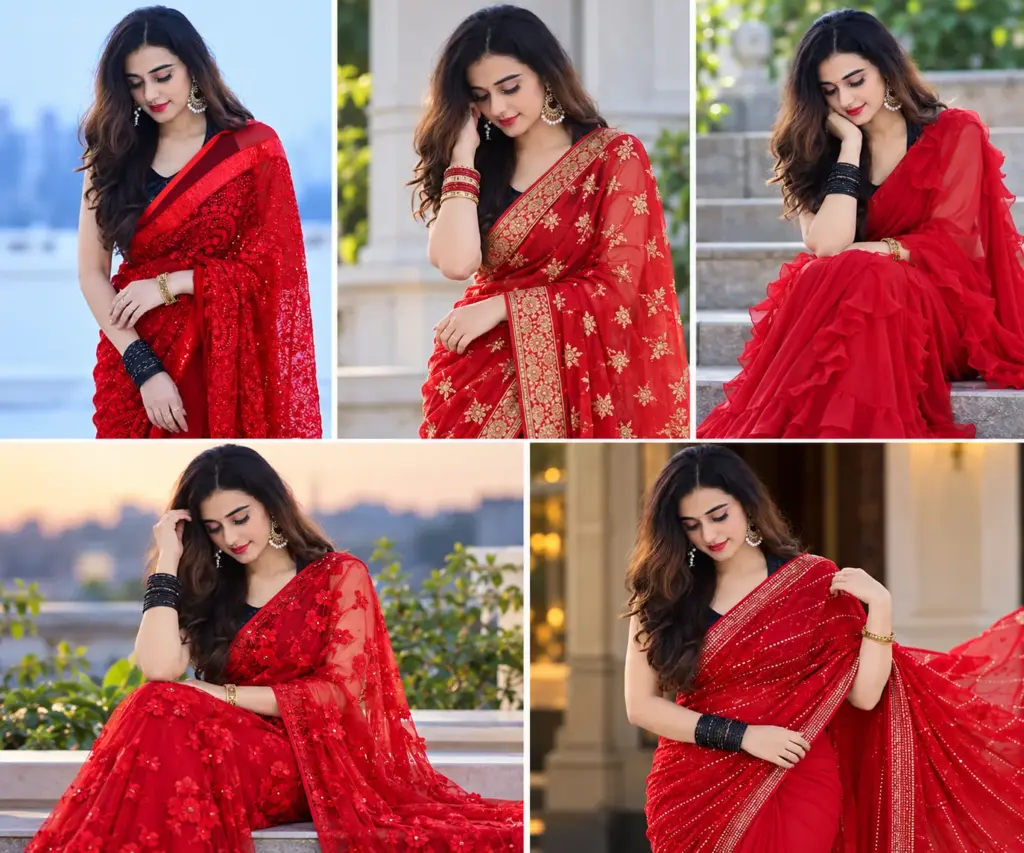 Gemini AI Red Saree Prompts for Girls