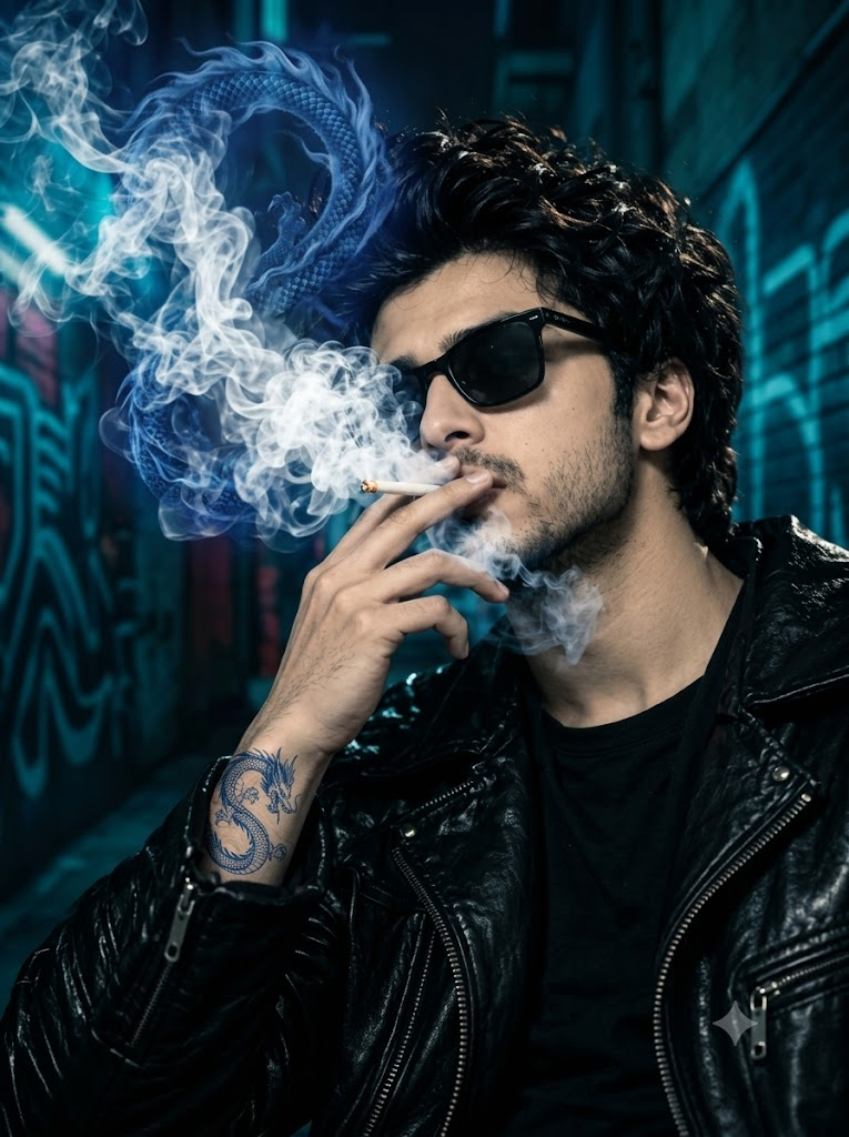 Cinematic Portrait of a Young Man Smoking